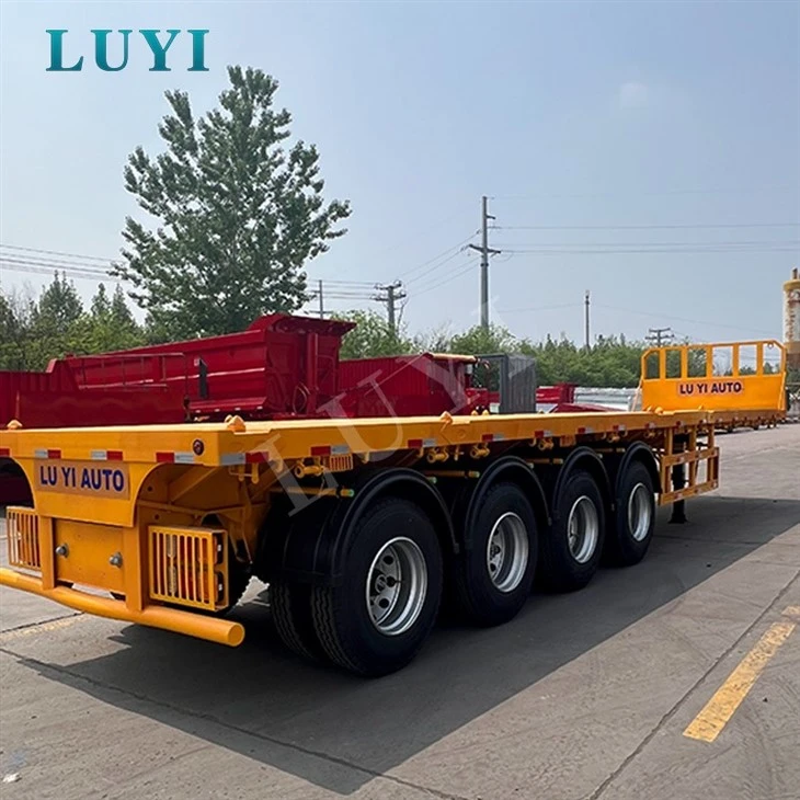 Sturdy 4 Axle 80 Ton Semi Flatbed Trailer factory Sturdy 4 Axle 80 Ton Semi Flatbed Trailer factory
